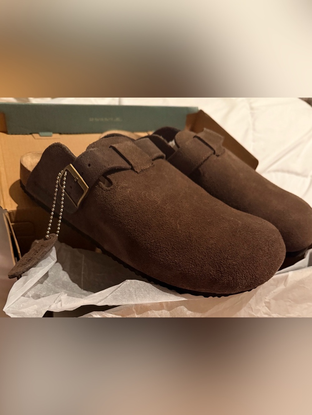 Woodstock Beacon Unisex Brown Suede Slip-On Clog with Buckle - Picture 3 of 4